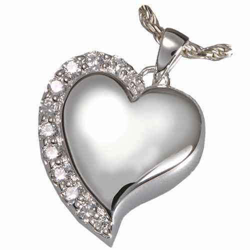 Shine Heart Cremation Pendant, Sterling Silver