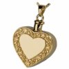 Rimmed Heart Cremation Jewelry Pendant, 18k Gold Plated