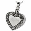 Rimmed Heart Cremation Jewelry Pendant, Sterling Silver, engraving