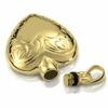 18k Gold Plate Double Etched Cremation Heart Pendant, open