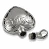 Sterling Silver Double Etched Cremation Heart Pendant, open