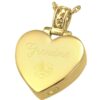 Filigree Bail Heart Cremation Pendant, 18k Gold Plated, engraved