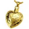 18k Gold Plated Sterling Silver Etched Heart Cremation Pendant