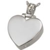 Filigree Bail Heart Cremation Pendant, Sterling Silver