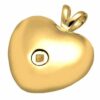 18k Gold Plated Strong Heart Cremation Pendant for Pet Ashes (back) 3107