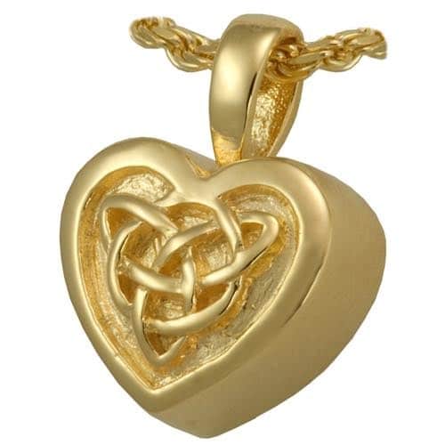 Celtic 18k Gold Plated Heart Cremation Pendant