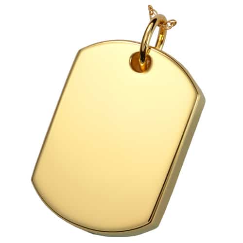 18K Gold Plated Dog Tag Cremation Pendant