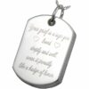 Sterling Silver Dog Tag Cremation Pendant, engraved