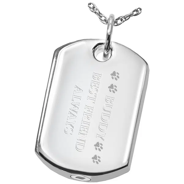 Sterling Silver Pet Cremation Jewelry Dog Tag Pendant