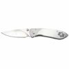 Stainless steel engraved buck pocket knife, open