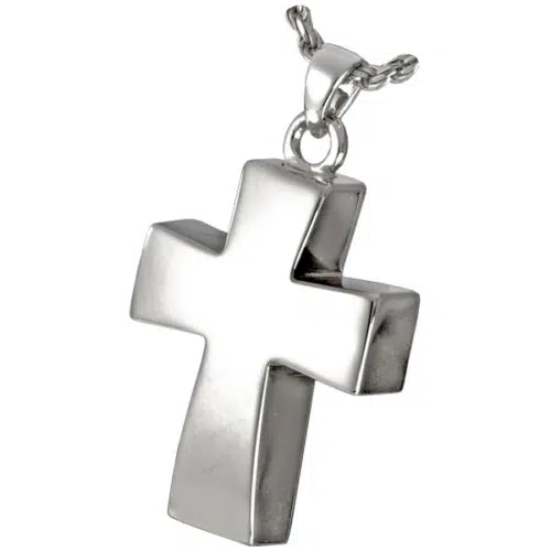 Sterling Silver Vaulted Cross Cremation Pendant