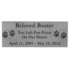 Large engraved name plate for urn with clip art, silver finish with black fill