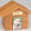 Oak Wood Doghouse Urn with Photo Holder