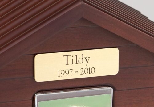 Walnut Wood Doghouse Urn with Photo Holder