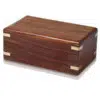 Traditional rosewood cremation urn with brass corner inlays