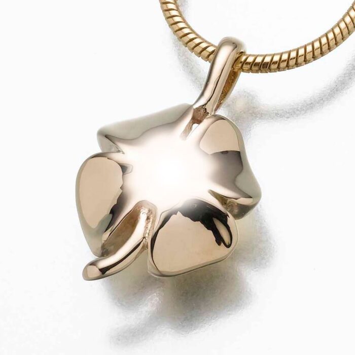 4 Leaf Clover Cremation Pendant, yellow gold 167YG