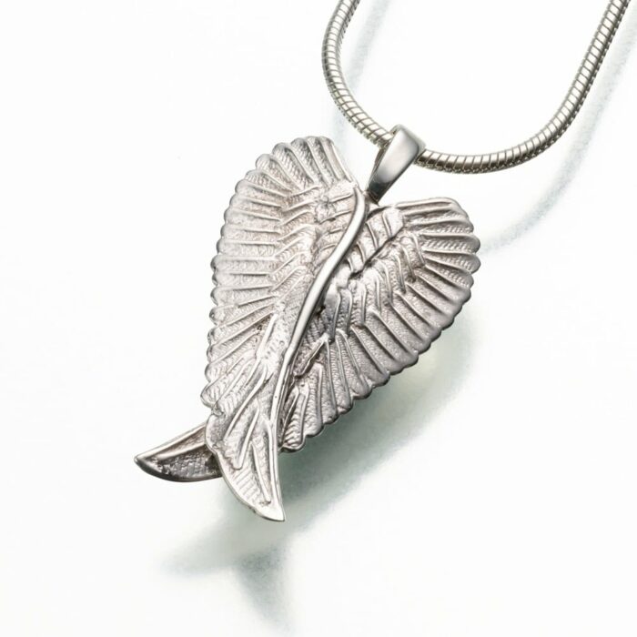 Angel Wings Cremation Pendant, white gold, 185WG