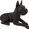 Boxer, ears up bronze look large dog figurine cremation urn