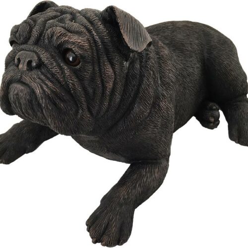 Bulldog dog bronze look large figurine cremation urn