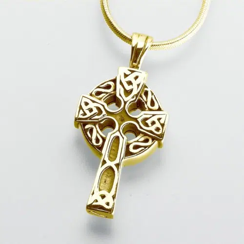 Celtic Cross Cremation Pendant, yellow gold, 203YG