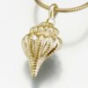 Conch Shell Cremation Pendant, gold vermeil, 197GV