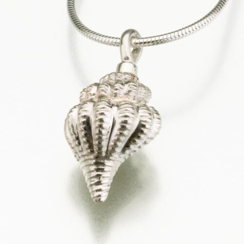 Conch Shell Cremation Pendant, white gold, 197WG