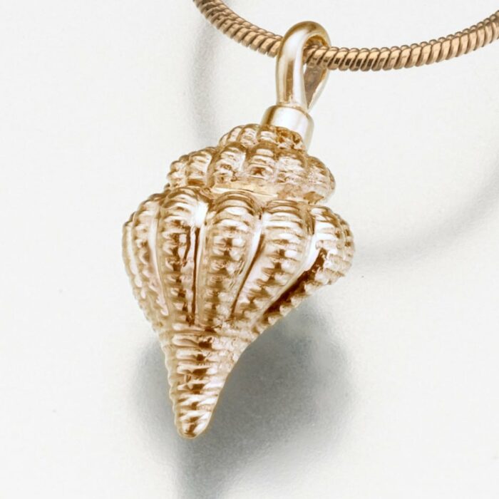 Conch Shell Cremation Pendant, yellow gold, 197YG