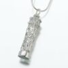 Cylinder Cremation Pendant w/ Glass Insert, sterling silver, 127SS