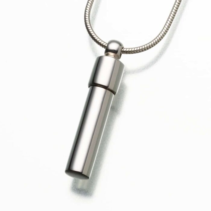 Cylinder Cremation Pendant, white gold, 117WG