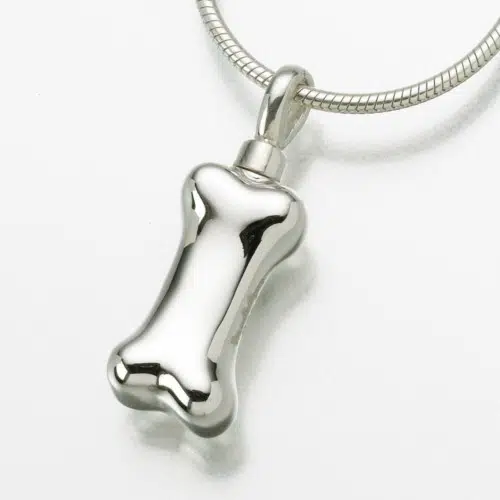 Dog Bone Cremation Pendant, white gold, 165WG