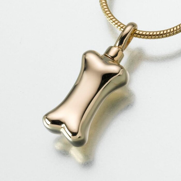 Dog Bone Cremation Pendant, yellow gold, 165YG