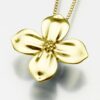 Dogwood Blossom Cremation Pendant, gold vermeil, 196GV