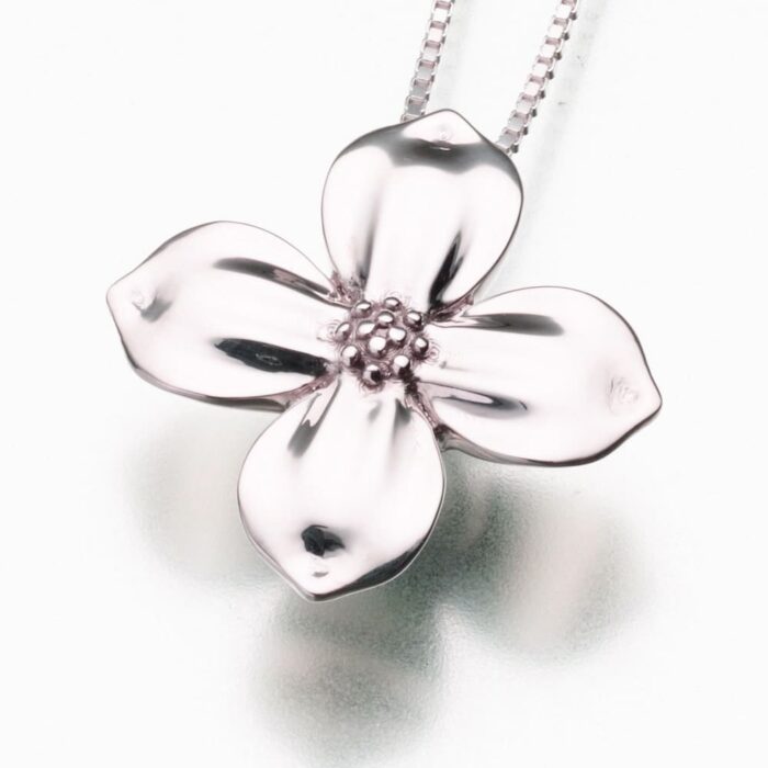 Dogwood Blossom Cremation Pendant, white gold, 196WG