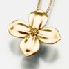 Dogwood Blossom Cremation Pendant, yellow gold, 196YG