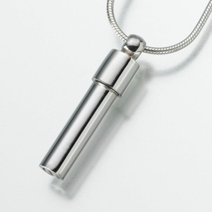 Double Chamber Cylinder Cremation Pendant, sterling silver, 170SS