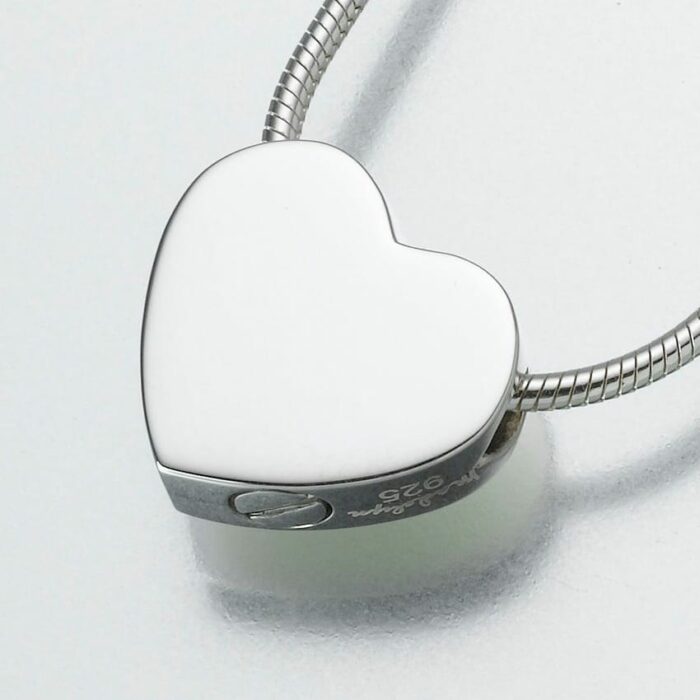 Double Chamber Slide Heart Cremation Pendant, sterling silver, 169SS