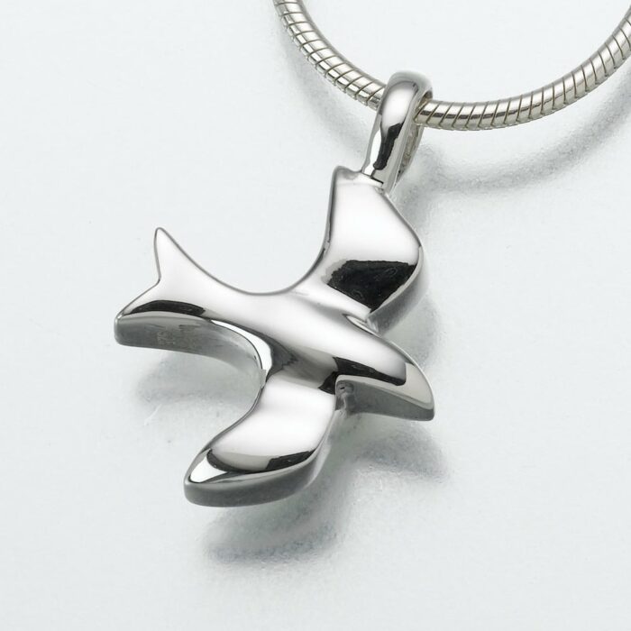 Dove Cremation Pendant, white gold, 159WG