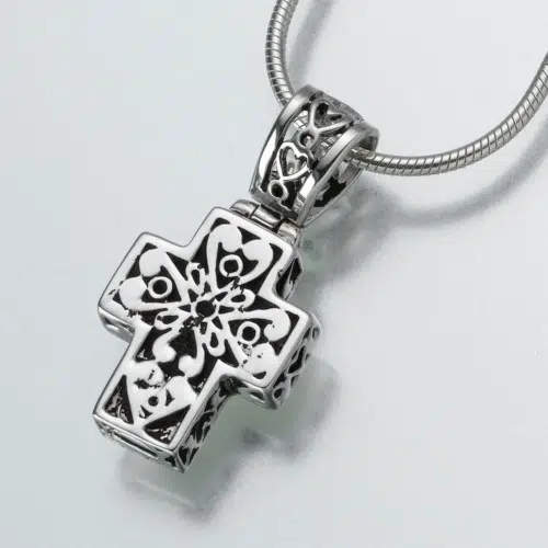 Filigree Cross Cremation Pendant, sterling silver, 143SS