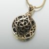 Filigree Round Cremation Pendant, yellow gold, 160YG