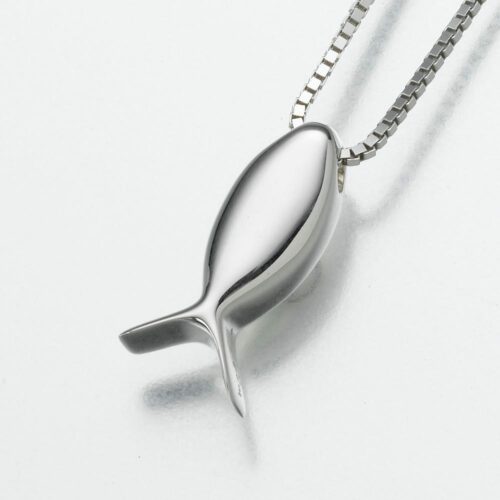 Fish (Ichthus) Cremation Pendant, white gold, 183WG