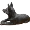 German Shepherd dog bronze look large figurine cremation urn, alternate view