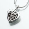 Heart Cremation Pendant with Filigree Insert, white gold, 161WG