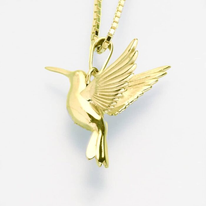 Hummingbird Cremation Pendant, yellow gold, 215YG