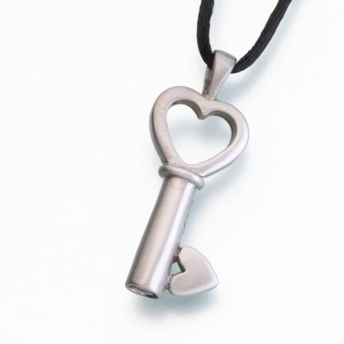 Key to My Heart Cremation Pendant, white bronze, 218WB