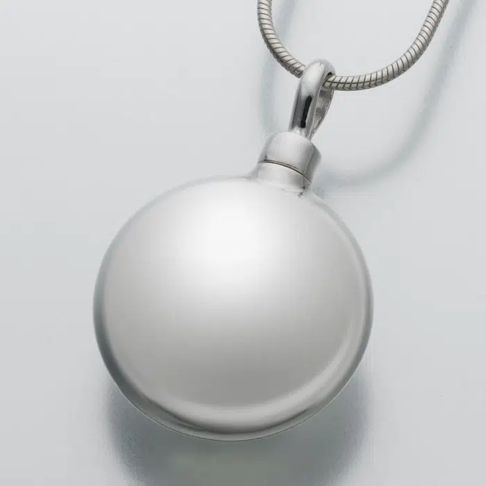 Large Sterling Silver Round Cremation Pendant, 116SS