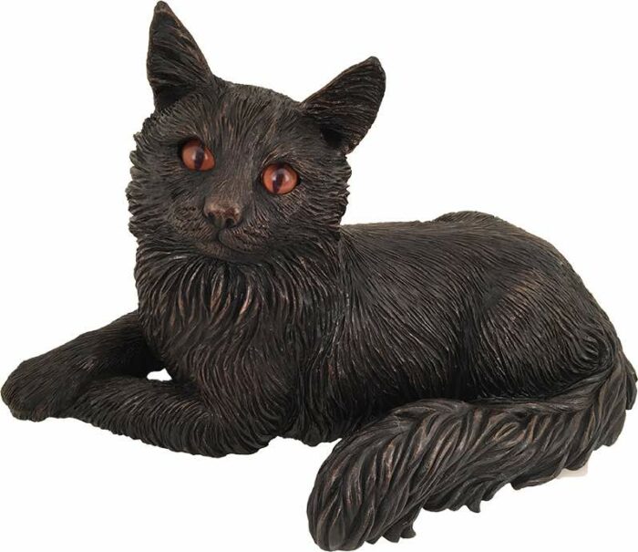 Long Haired cat bronze look large figurine cremation urn