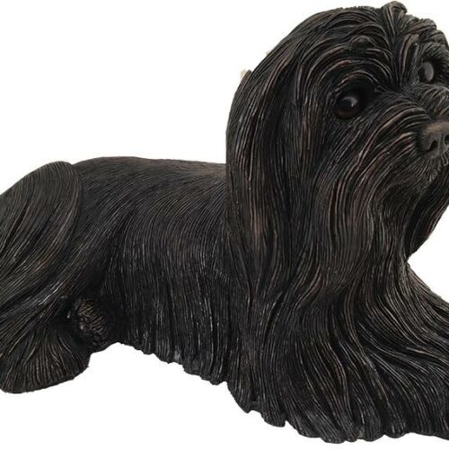 Maltese dog bronze look large figurine cremation urn