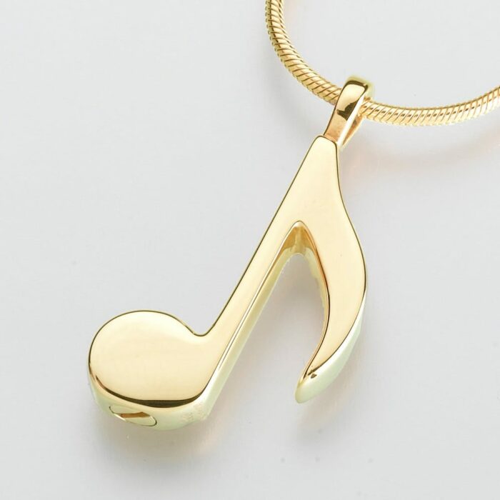 Musical Note Cremation Pendant, yellow gold, 202YG