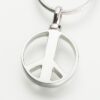 Peace Sign Cremation Pendant, white gold, 213WG