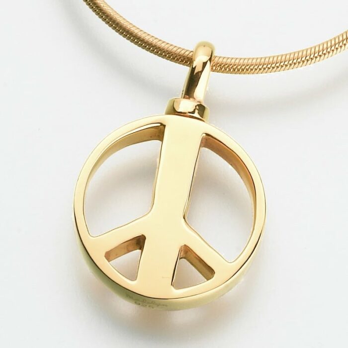 Peace Sign Cremation Pendant, yellow gold, 213YG